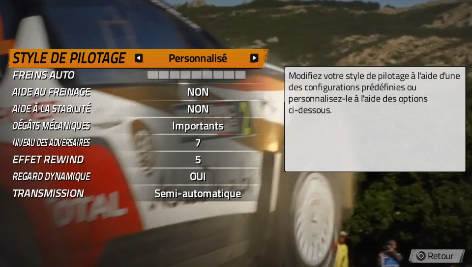 WRC 4 options de conduite